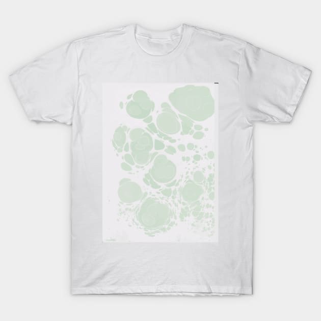 Ebru Paper Marbling Pastel Green Paint Spill Bubbles T-Shirt by fivemmPaper